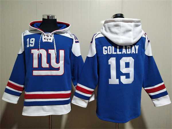 Men's New York Giants #19 Kenny Golladay Blue Lace-Up Pullover Hoodie,We sell and wholesale Men's New York Giants #19 Kenny Golladay Blue Lace-Up Pullover Hoodie on line form chian!